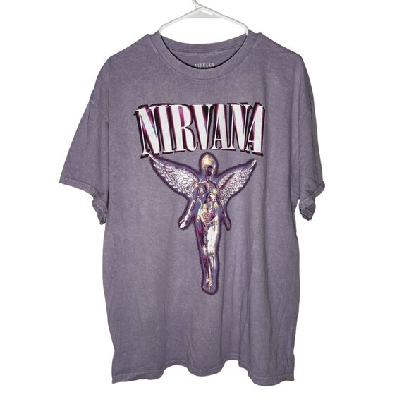 Nirvana Band Tee Retro Oversized Distressed Purple Unisex Size XL NWOT - Picture 1 of 4
